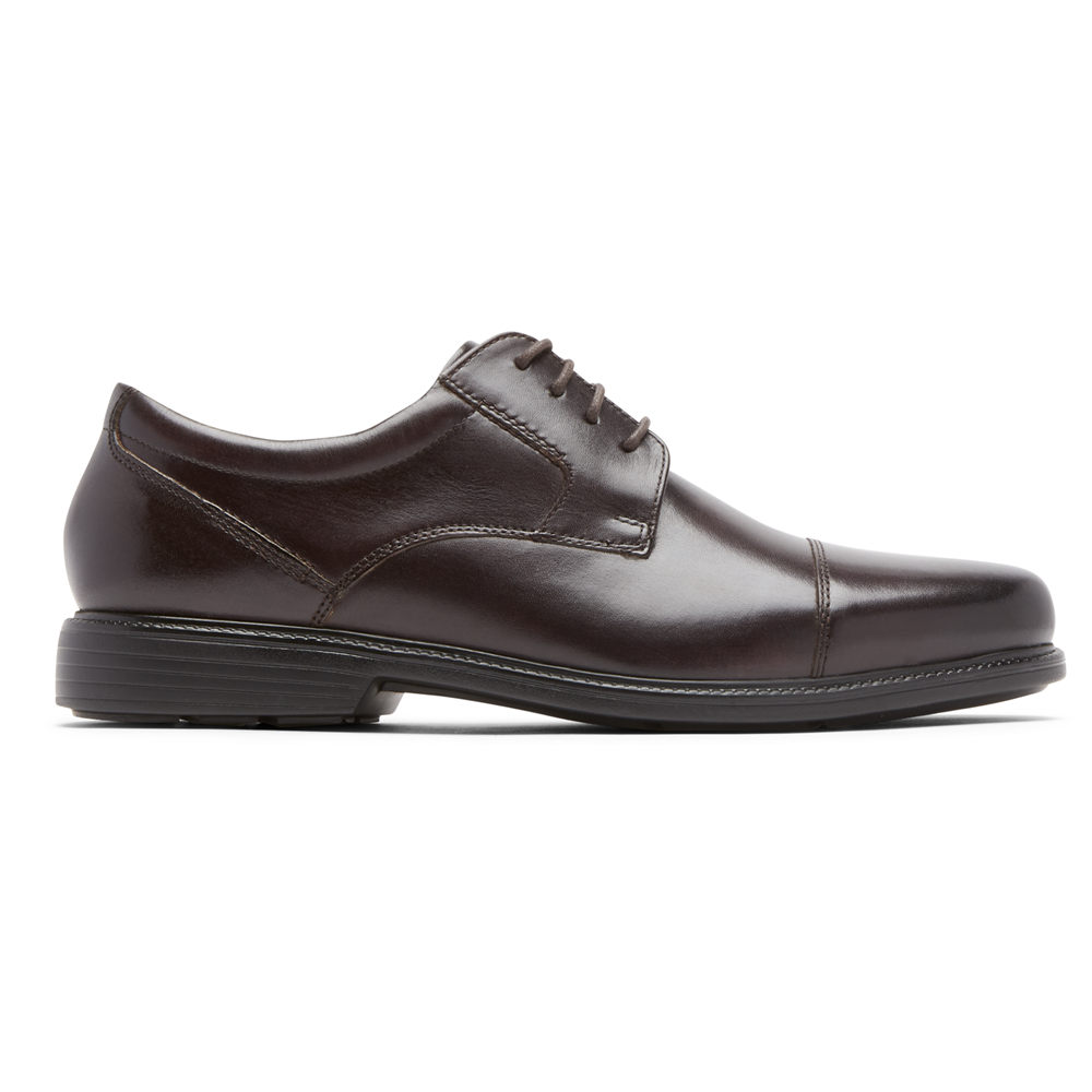 Rockport Oxfords For Mens Dark Brown - Charles Road Cap Toe - YZ5276389